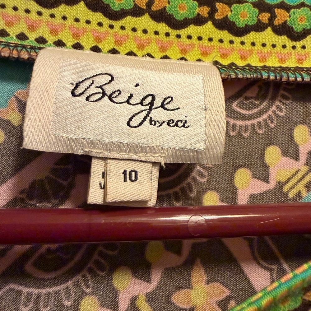 Beige by eci Brown Shift Dress with Teal and Pink Paisley - Picture 4 of 5